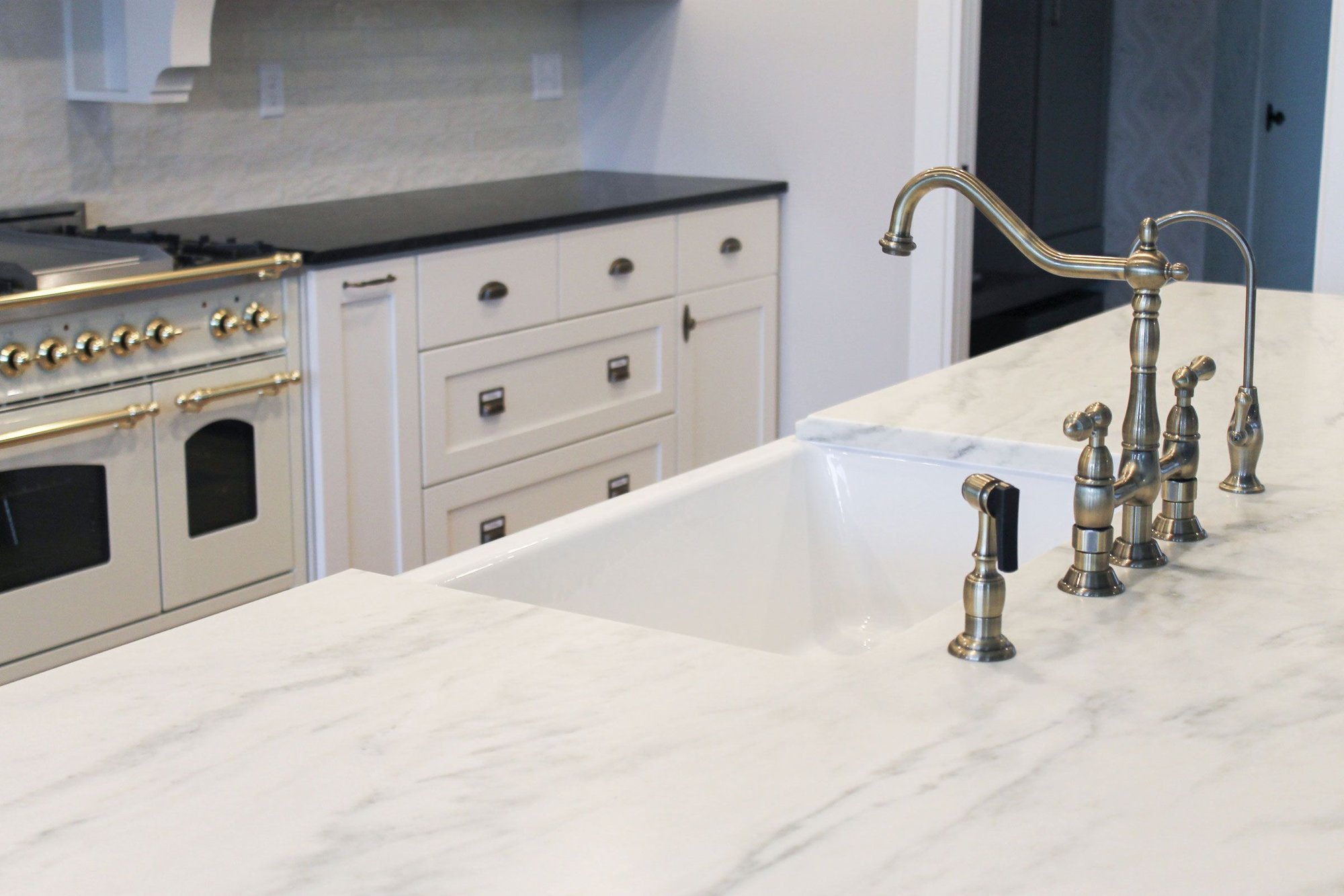 Marble kitchen island